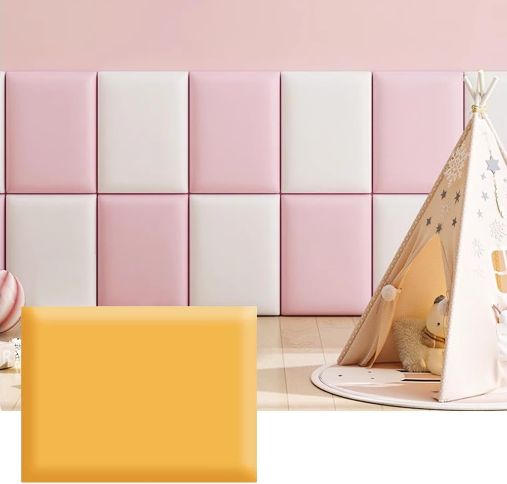 Hanynest 3D Anti-Collision Wall Padding for Kids, Peel and Stick Headboard Panel, Nursery Bedroom Decor, Light Grey, 30x40cm