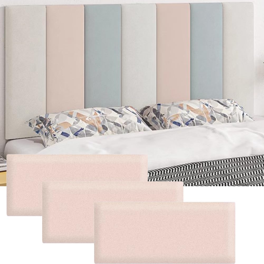 Hanynest 3D Upholstered Wall Panels 3-Pack, Anti-Collision Padded Headboard, Decorative Wall Panels for Bedroom Living Room Hotel Office, 20x50cm, Color E