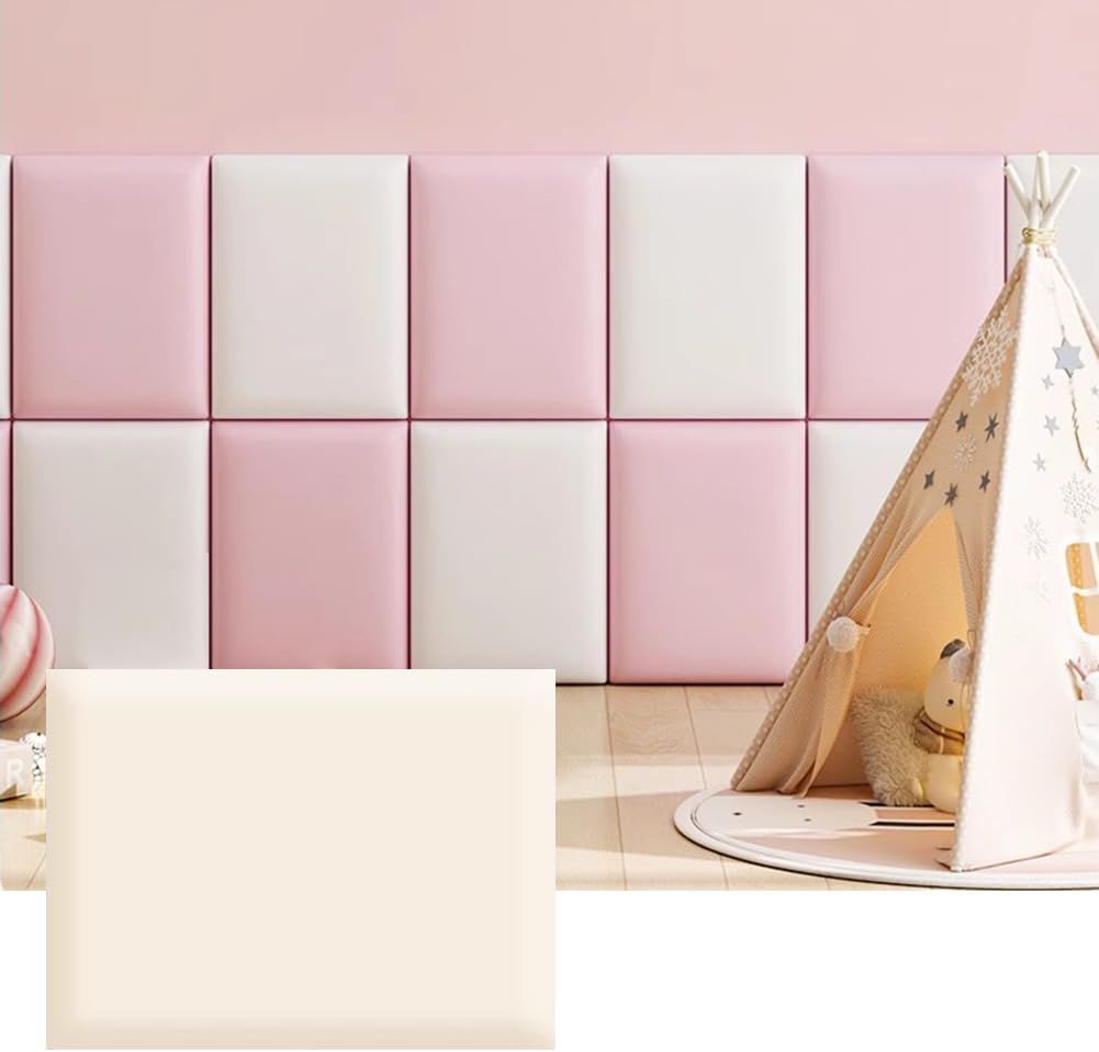 Hanynest 3D Anti-Collision Wall Padding for Kids, Peel and Stick Headboard Panel, Nursery Bedroom Decor, Light Grey, 30x40cm