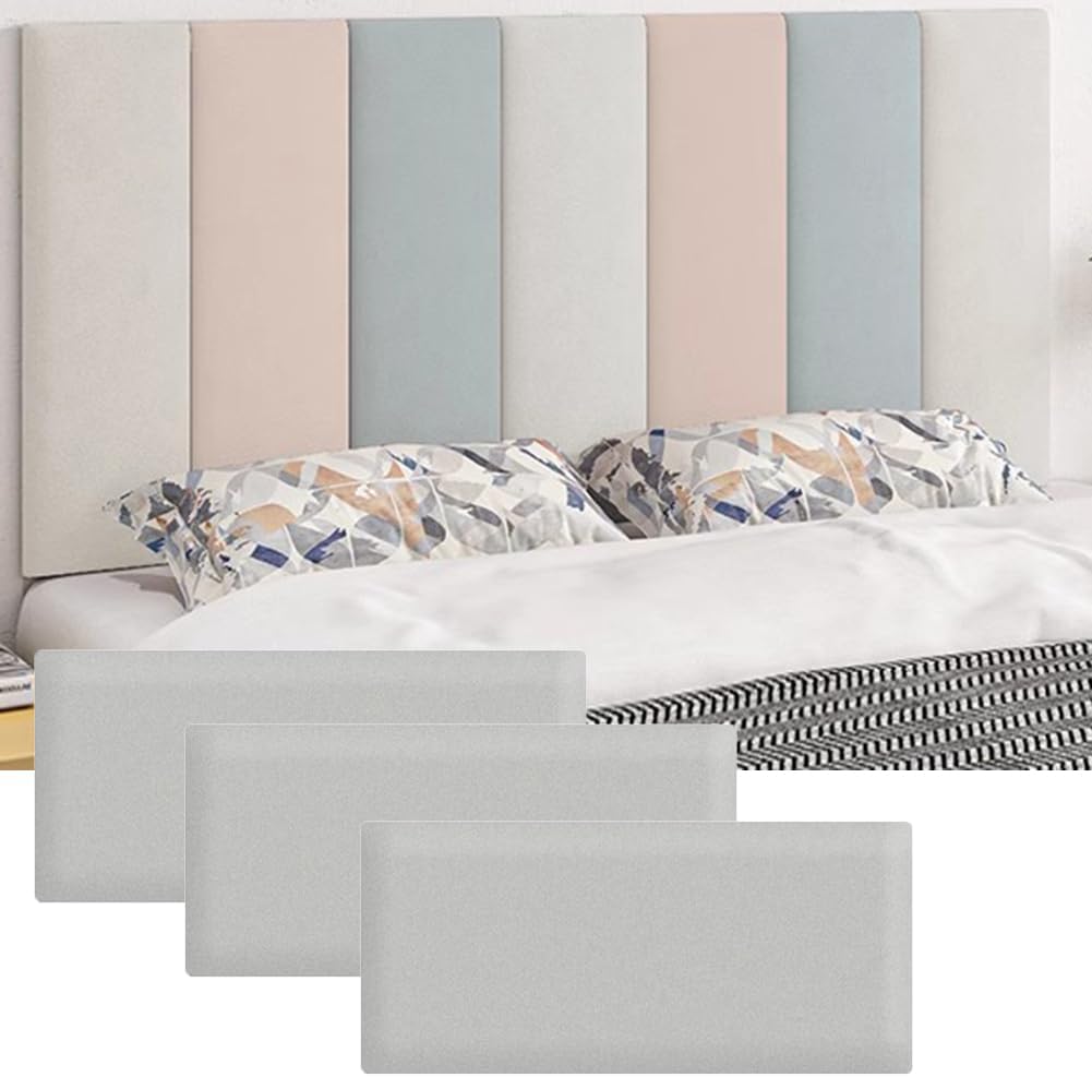 Hanynest 3D Upholstered Wall Panels 3-Pack, Anti-Collision Padded Headboard, Decorative Wall Panels for Bedroom Living Room Hotel Office, 20x50cm, Color E