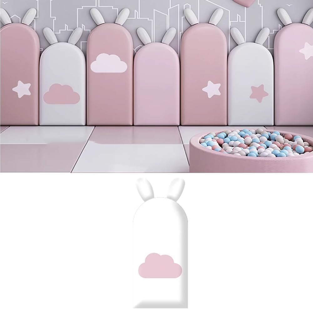 Hanynest 3D Anti-Collision Upholstered Wall Padding for Kids, Peel and Stick Soundproof Headboard Panel, Nursery Wall Protection, Color E, 20x47cm