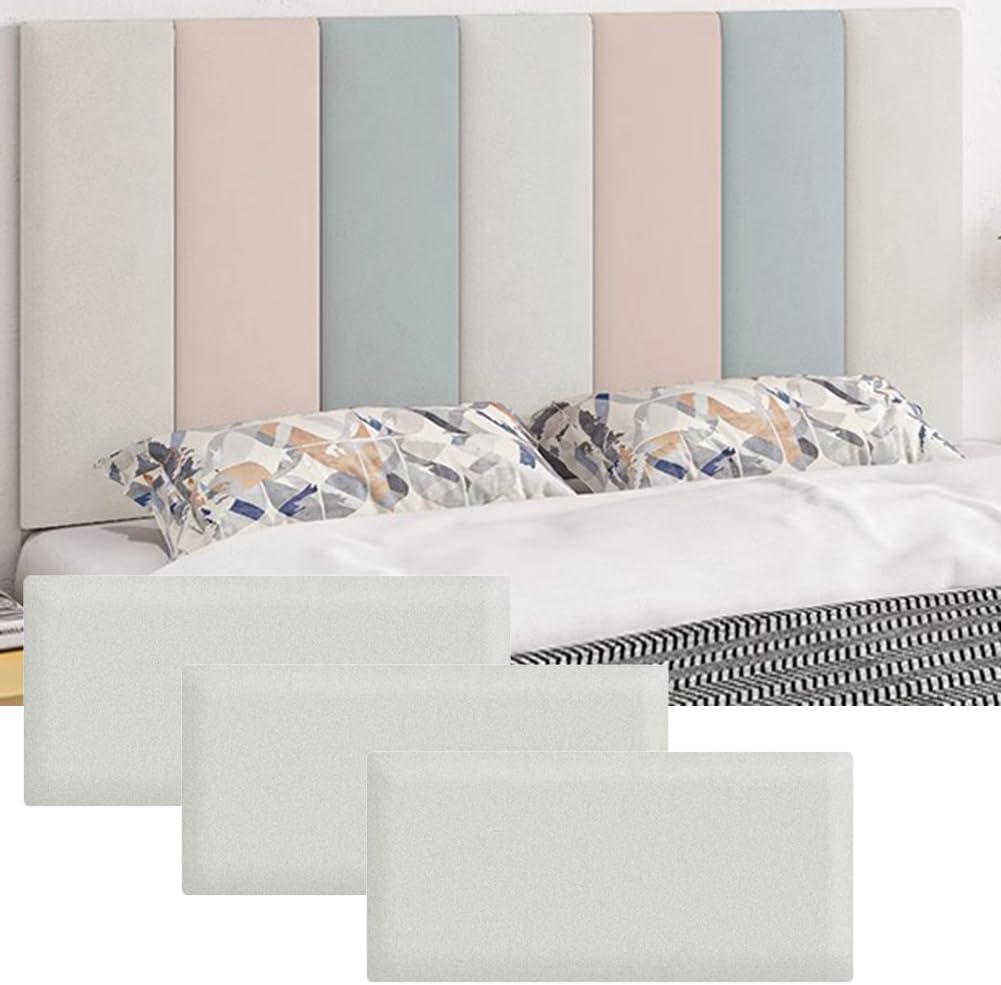 Hanynest 3D Upholstered Wall Panels 3-Pack, Anti-Collision Padded Headboard, Decorative Wall Panels for Bedroom Living Room Hotel Office, 20x50cm, Color E