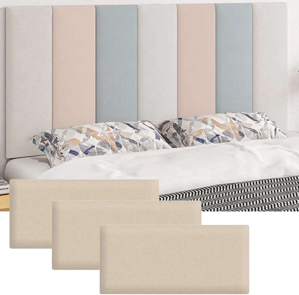 Hanynest 3D Upholstered Wall Panels 3-Pack, Anti-Collision Padded Headboard, Decorative Wall Panels for Bedroom Living Room Hotel Office, 20x50cm, Color E