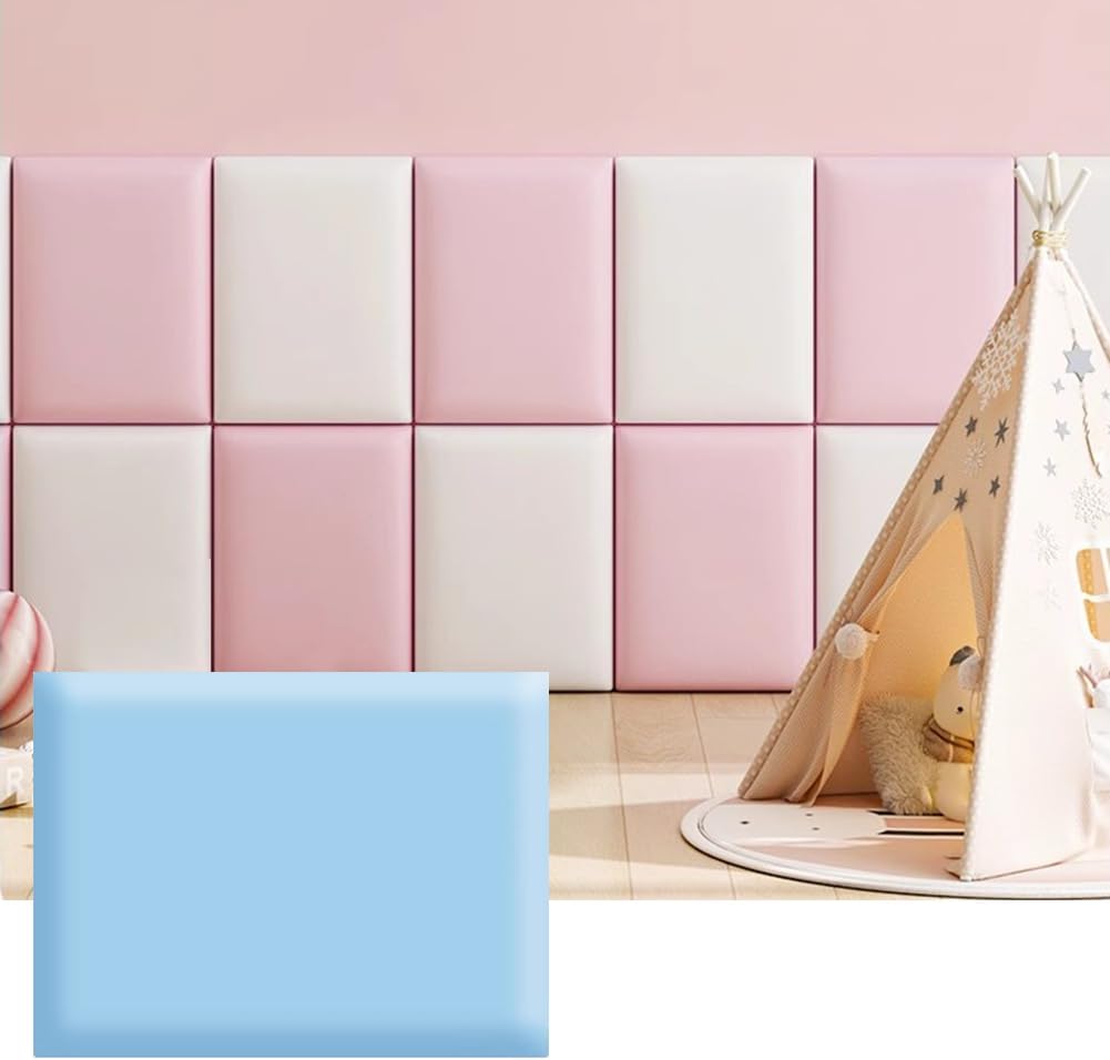 Hanynest 3D Anti-Collision Wall Padding for Kids, Peel and Stick Headboard Panel, Nursery Bedroom Decor, Light Grey, 30x40cm