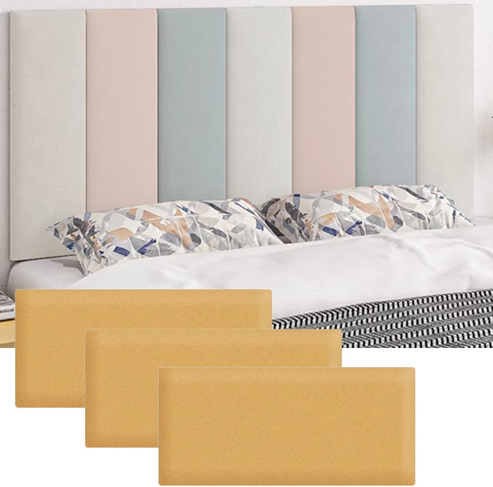 Hanynest 3D Upholstered Wall Panels 3-Pack, Anti-Collision Padded Headboard, Decorative Wall Panels for Bedroom Living Room Hotel Office, 20x50cm, Color E