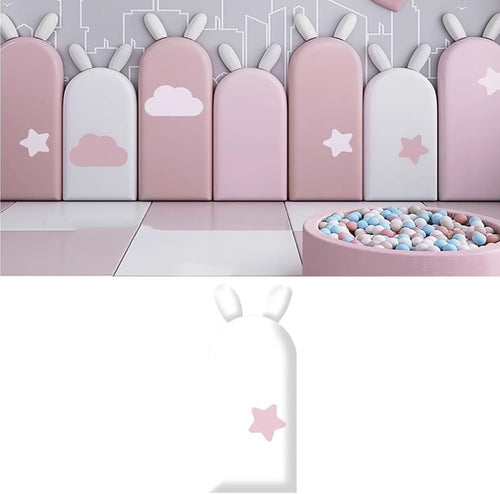 Hanynest 3D Anti-Collision Upholstered Wall Padding for Kids, Peel and Stick Soundproof Headboard Panel, Nursery Wall Protection, Color E, 20x47cm