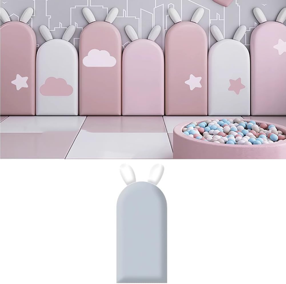 Hanynest 3D Anti-Collision Upholstered Wall Padding for Kids, Peel and Stick Soundproof Headboard Panel, Nursery Wall Protection, Color E, 20x47cm