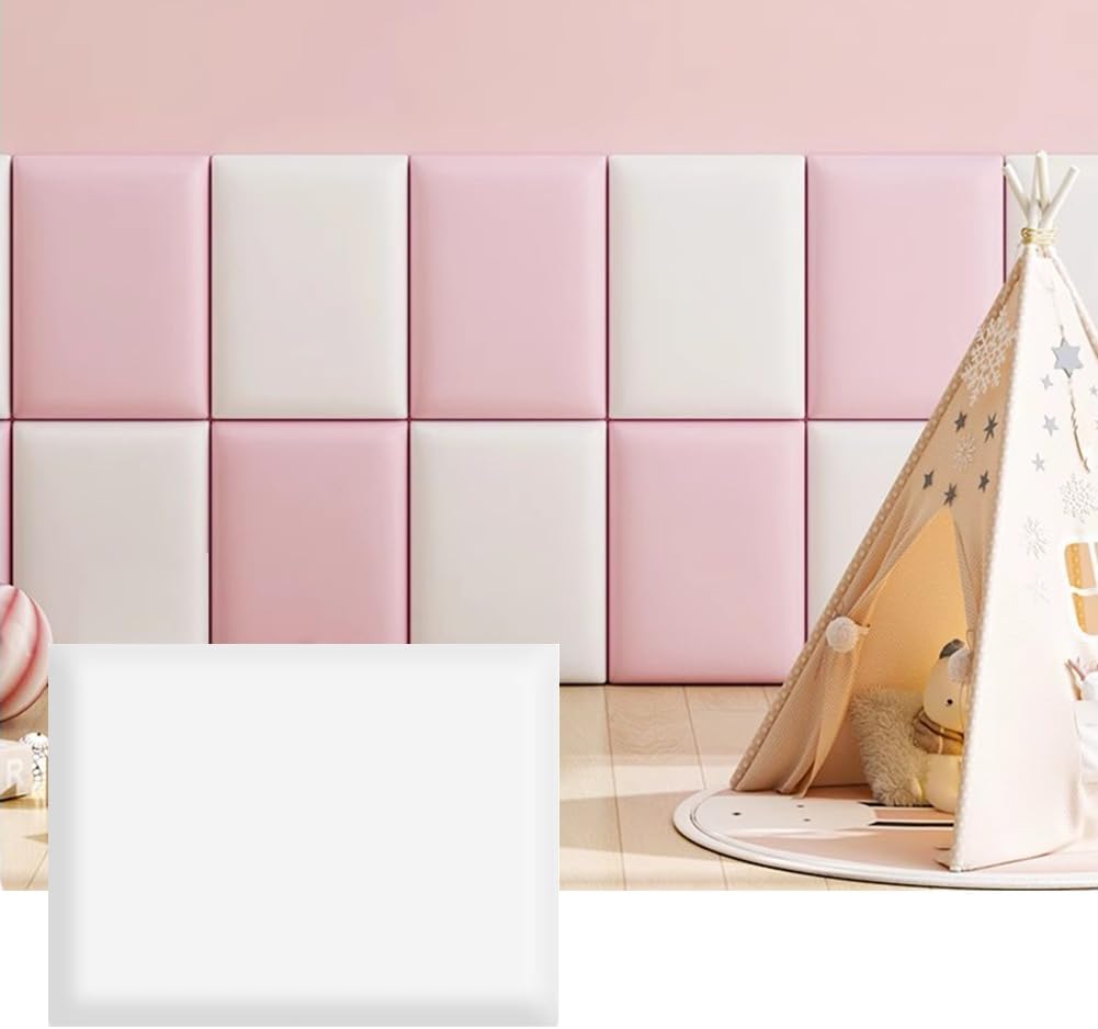 Hanynest 3D Anti-Collision Wall Padding for Kids, Peel and Stick Headboard Panel, Nursery Bedroom Decor, Light Grey, 30x40cm