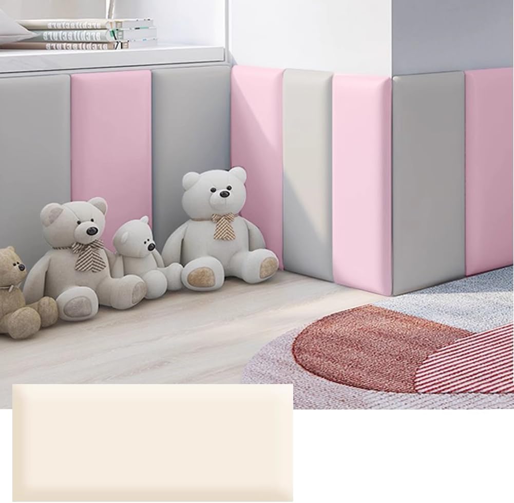 Hanynest 3D Anti-Collision Wall Padding for Kids, Peel and Stick Headboard Panel, Nursery Bedroom Decor, Light Grey, 30x40cm