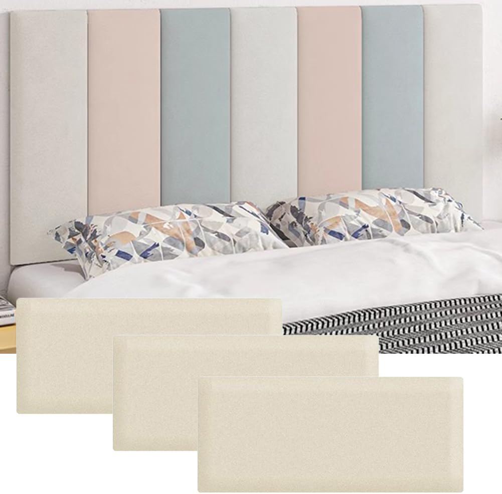 Hanynest 3D Upholstered Wall Panels 3-Pack, Anti-Collision Padded Headboard, Decorative Wall Panels for Bedroom Living Room Hotel Office, 20x50cm, Color E