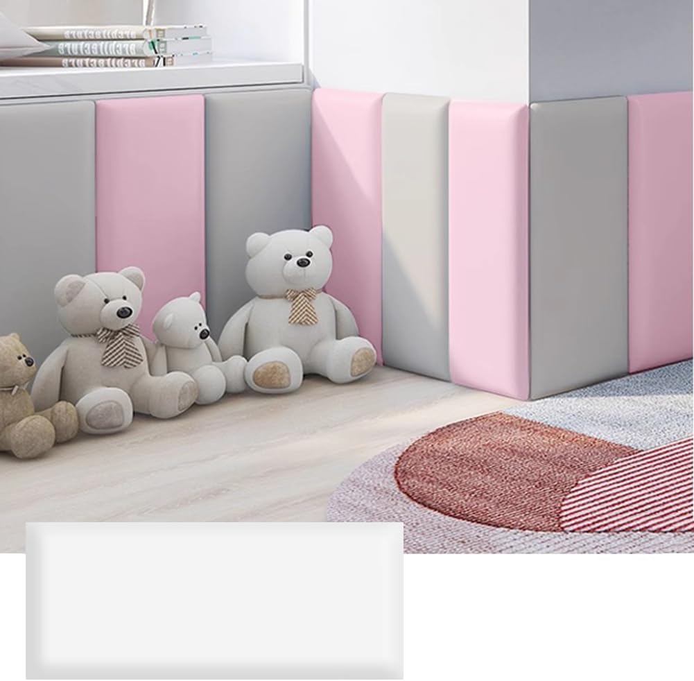 Hanynest 3D Anti-Collision Wall Padding for Kids, Peel and Stick Headboard Panel, Nursery Bedroom Decor, Light Grey, 30x40cm