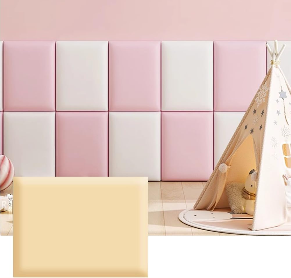 Hanynest 3D Anti-Collision Wall Padding for Kids, Peel and Stick Headboard Panel, Nursery Bedroom Decor, Light Grey, 30x40cm