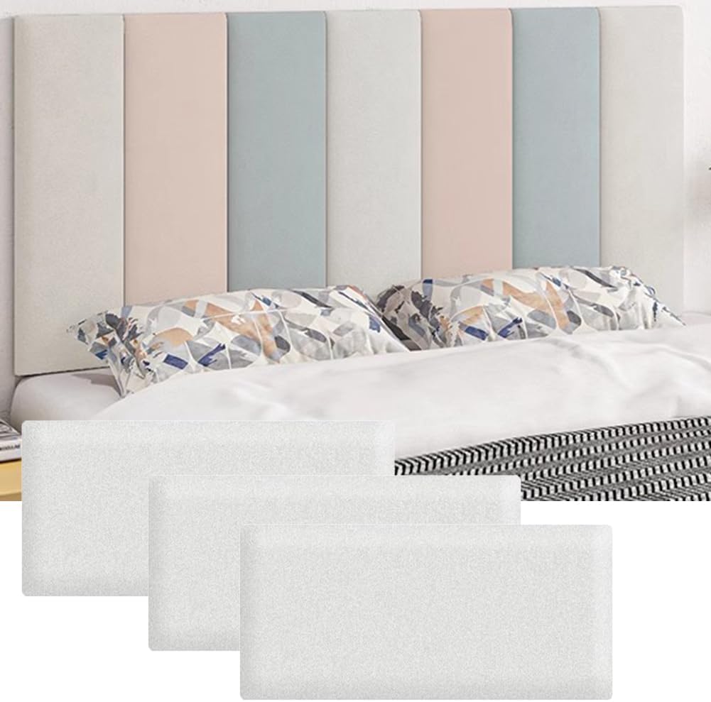 Hanynest 3D Upholstered Wall Panels 3-Pack, Anti-Collision Padded Headboard, Decorative Wall Panels for Bedroom Living Room Hotel Office, 20x50cm, Color E