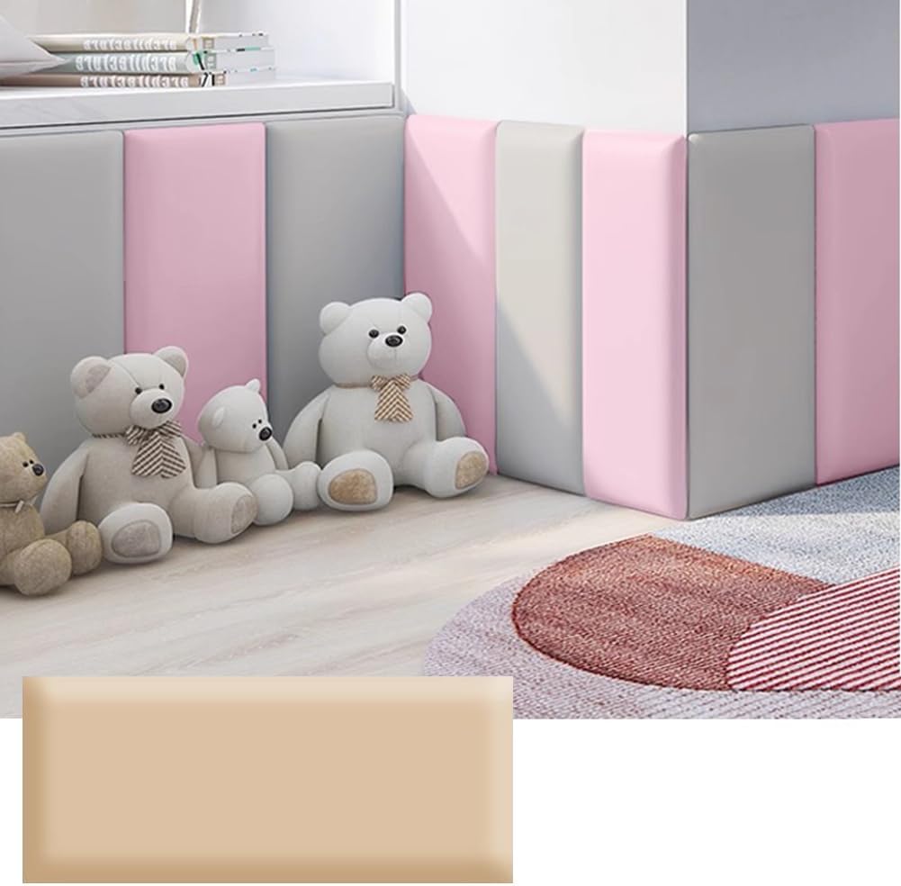 Hanynest 3D Anti-Collision Wall Padding for Kids, Peel and Stick Headboard Panel, Nursery Bedroom Decor, Light Grey, 30x40cm