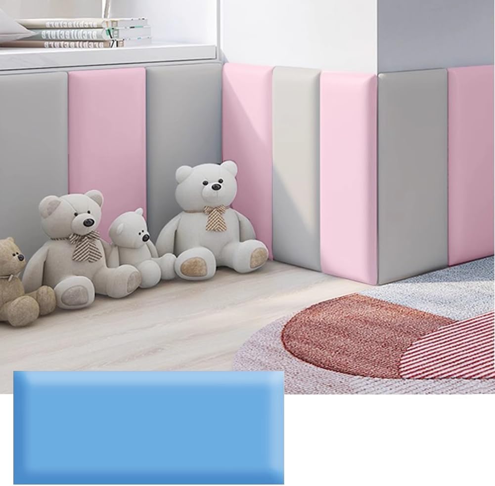 Hanynest 3D Anti-Collision Wall Padding for Kids, Peel and Stick Headboard Panel, Nursery Bedroom Decor, Light Grey, 30x40cm