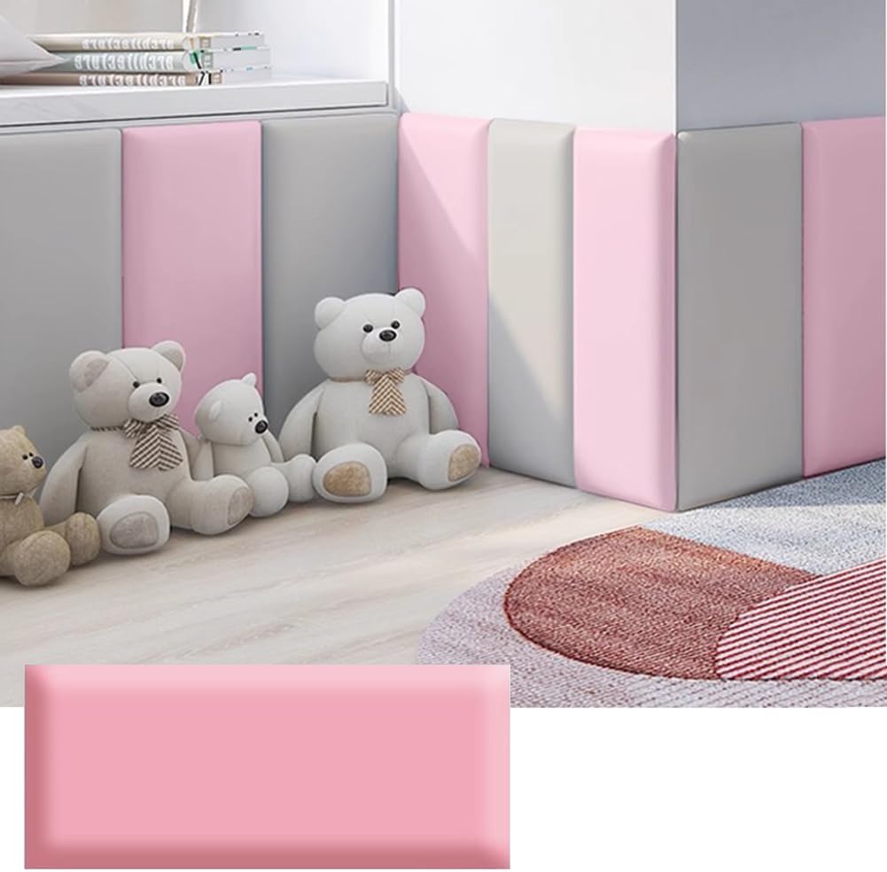 Hanynest 3D Anti-Collision Wall Padding for Kids, Peel and Stick Headboard Panel, Nursery Bedroom Decor, Light Grey, 30x40cm