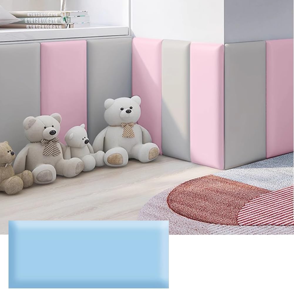Hanynest 3D Anti-Collision Wall Padding for Kids, Peel and Stick Headboard Panel, Nursery Bedroom Decor, Light Grey, 30x40cm