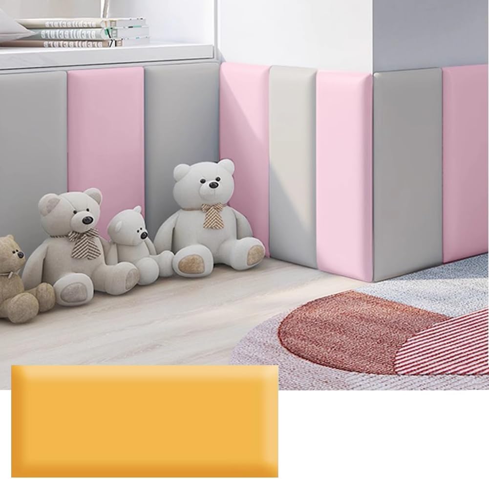Hanynest 3D Anti-Collision Wall Padding for Kids, Peel and Stick Headboard Panel, Nursery Bedroom Decor, Light Grey, 30x40cm