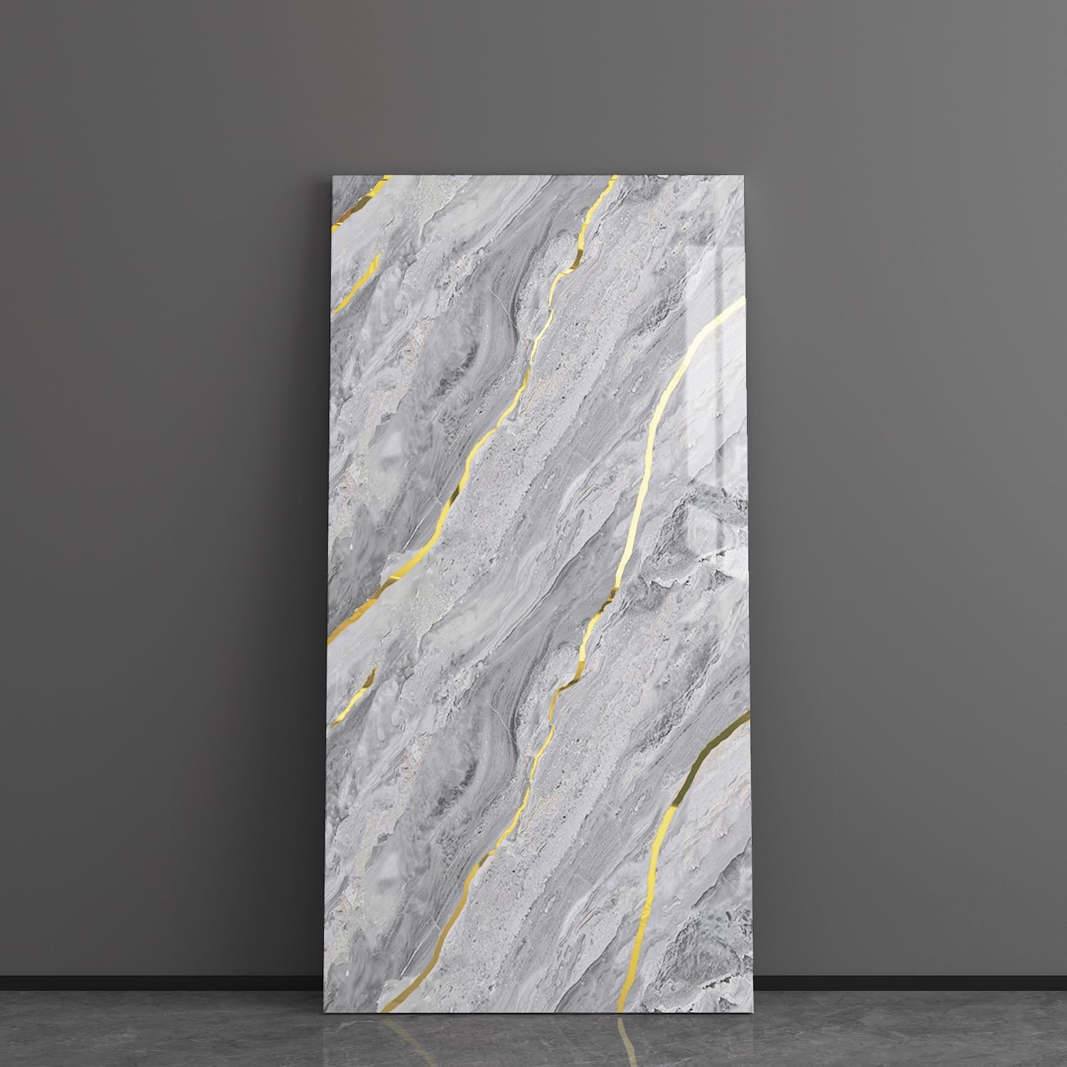Hanynest Peel and Stick Wall Panels 10-Pack, Marble Look Backsplash Tile, Lightweight for Kitchen Bathroom Living Room Bedroom, Gray, 23.6x11.8in