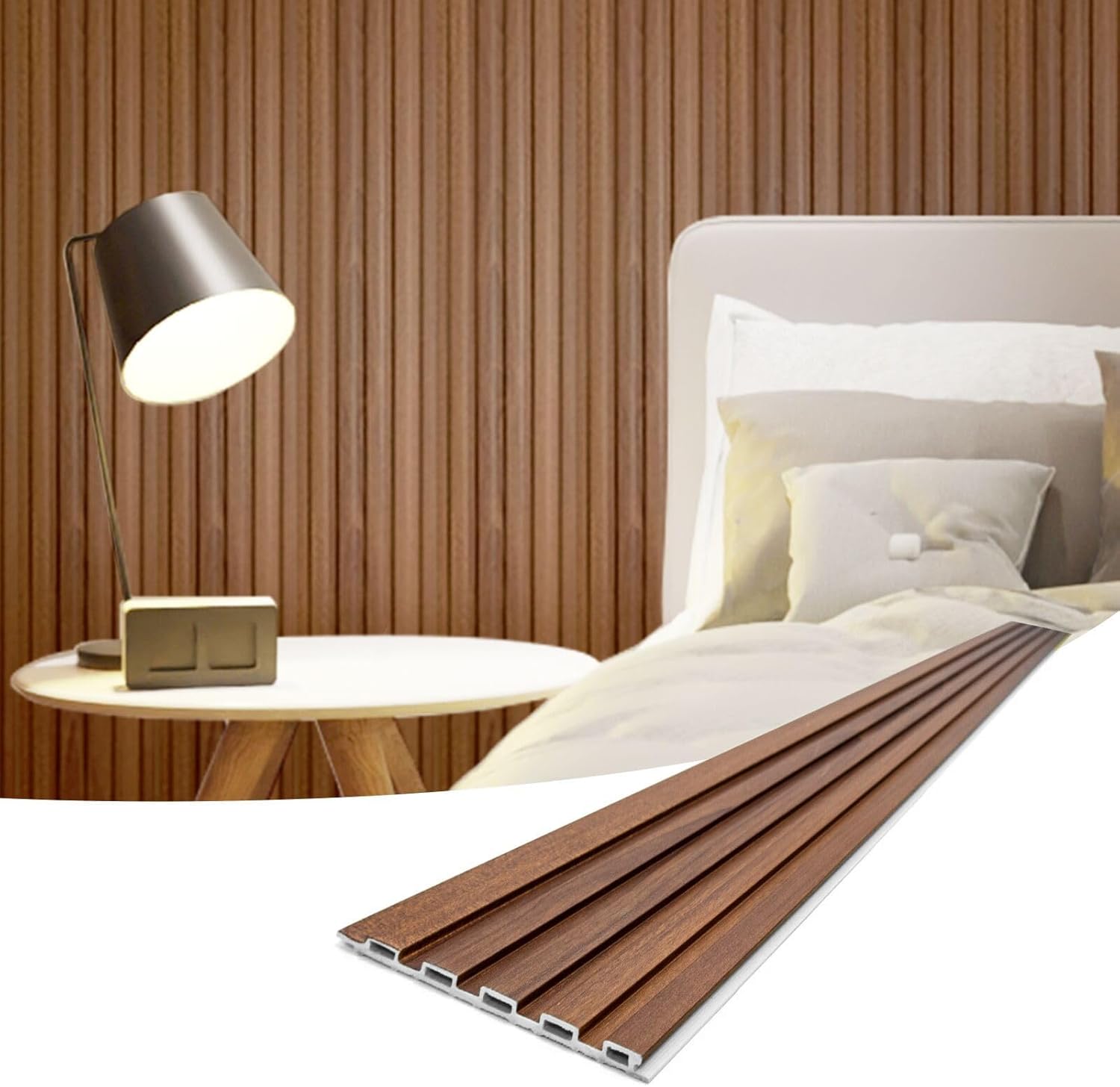 Hanynest WPC Soundproof 3D Slat Wall Panels, Sample Pack of 5, Interior TV Background Wall Decor, 6 x 6in