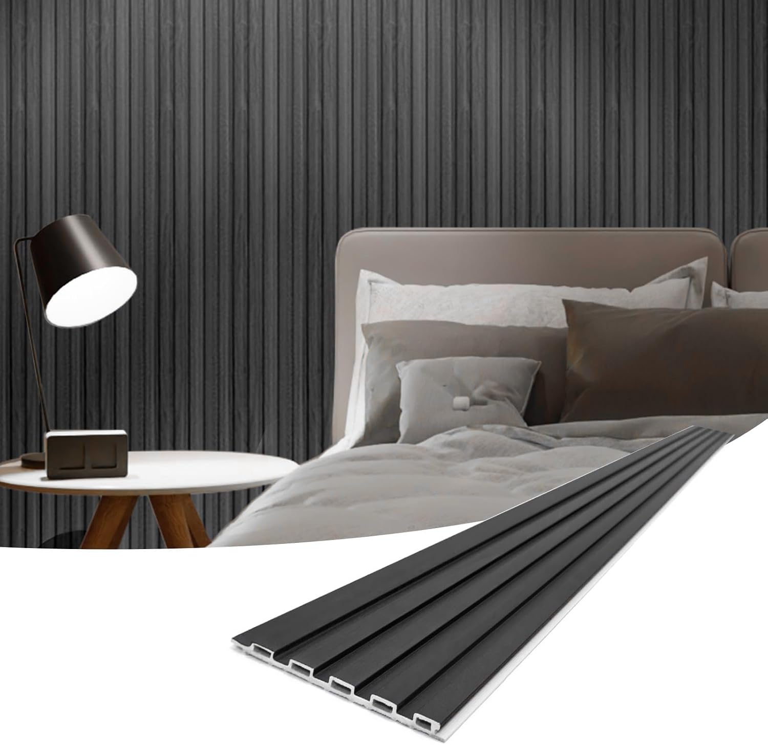 Hanynest WPC Soundproof 3D Slat Wall Panels, Sample Pack of 5, Interior TV Background Wall Decor, 6 x 6in