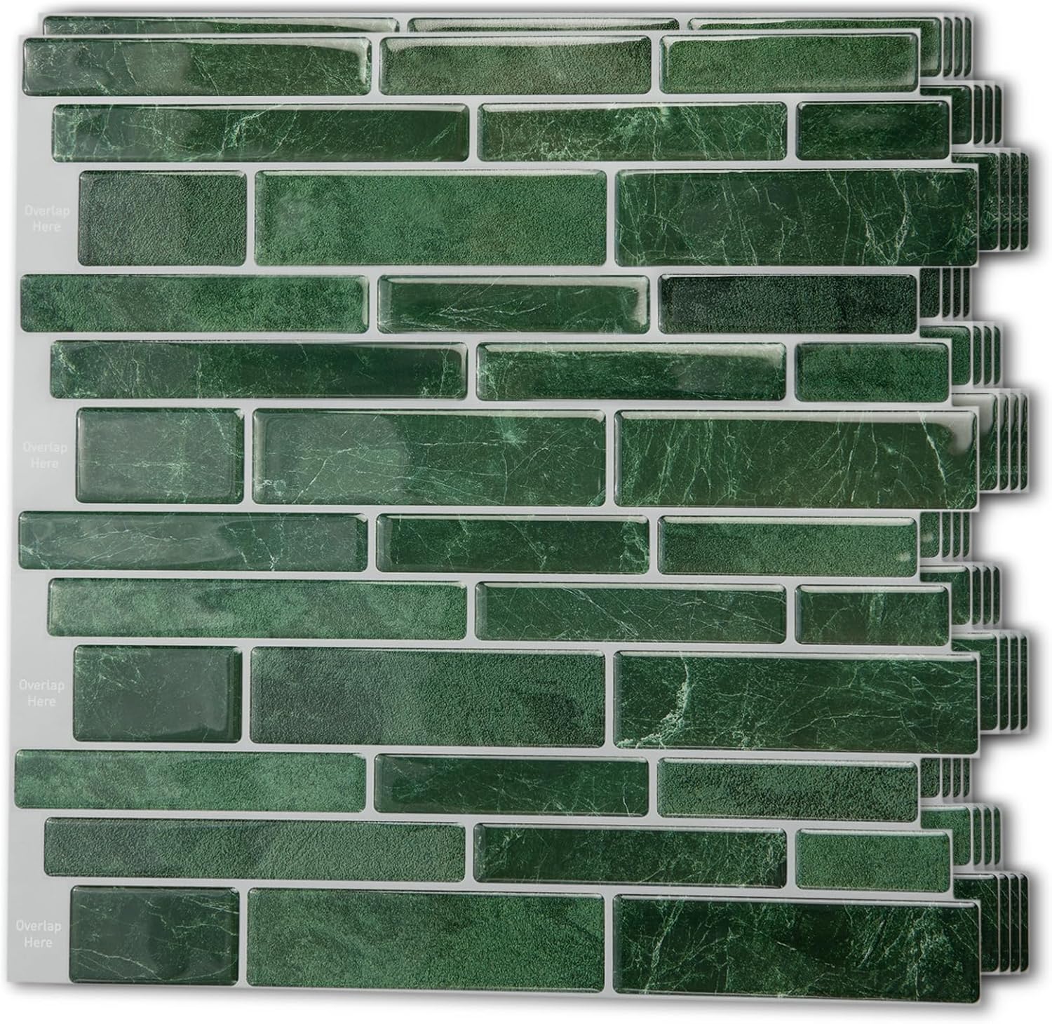 Hanynest Peel and Stick Kitchen Backsplash Tiles 10-Sheet, Self Adhesive Wall Tiles, White Marble Design, 12"x12"