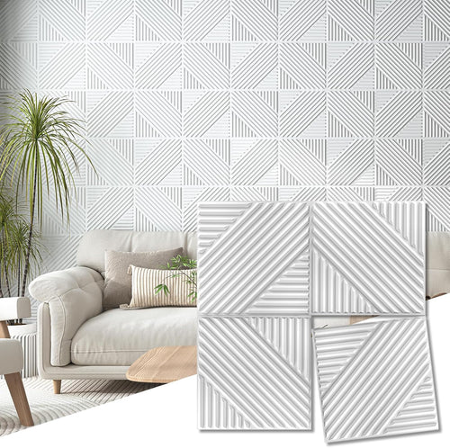 Hanynest 3D Textured Wall Panels 33-Pack, Accent Wall Paneling for Living Room Bedroom TV Background, 12"x12", White