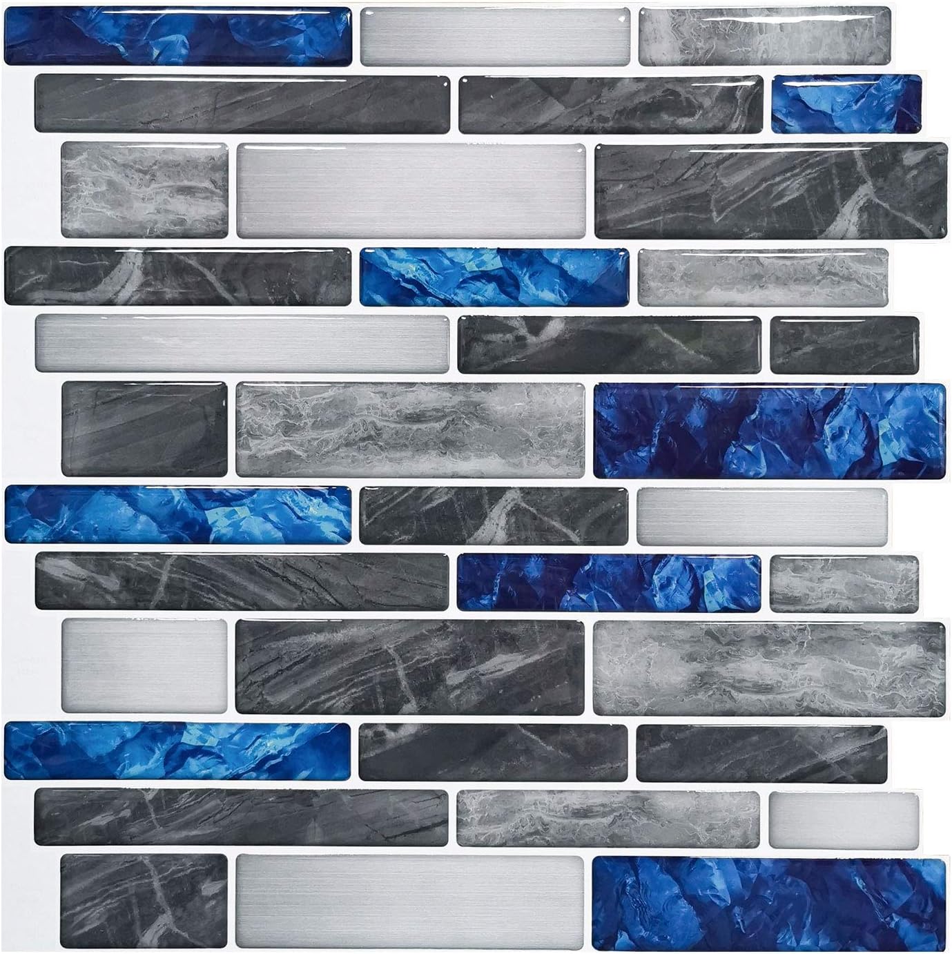Hanynest Peel and Stick Kitchen Backsplash Tiles 10-Sheet, Self Adhesive Wall Tiles, White Marble Design, 12"x12"