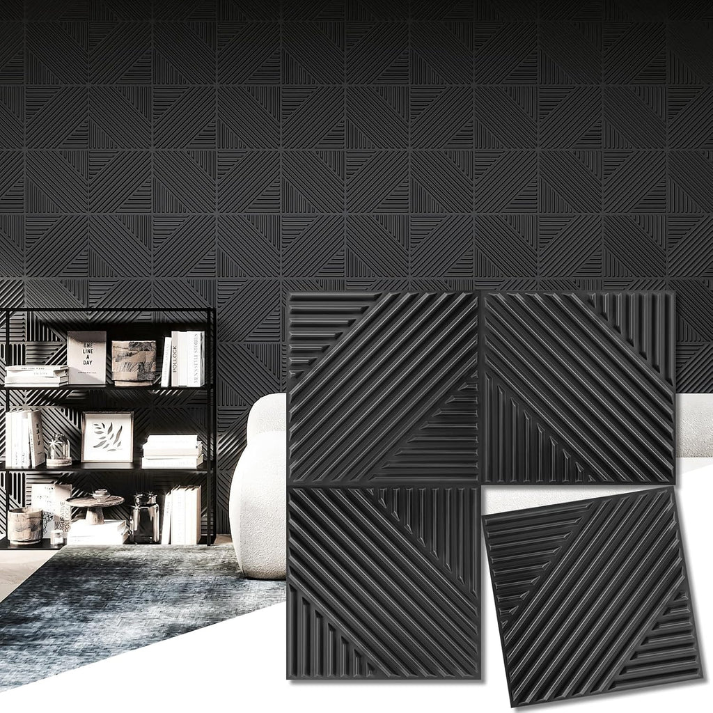 Hanynest 3D Textured Wall Panels 33-Pack, Accent Wall Paneling for Living Room Bedroom TV Background, 12"x12", White