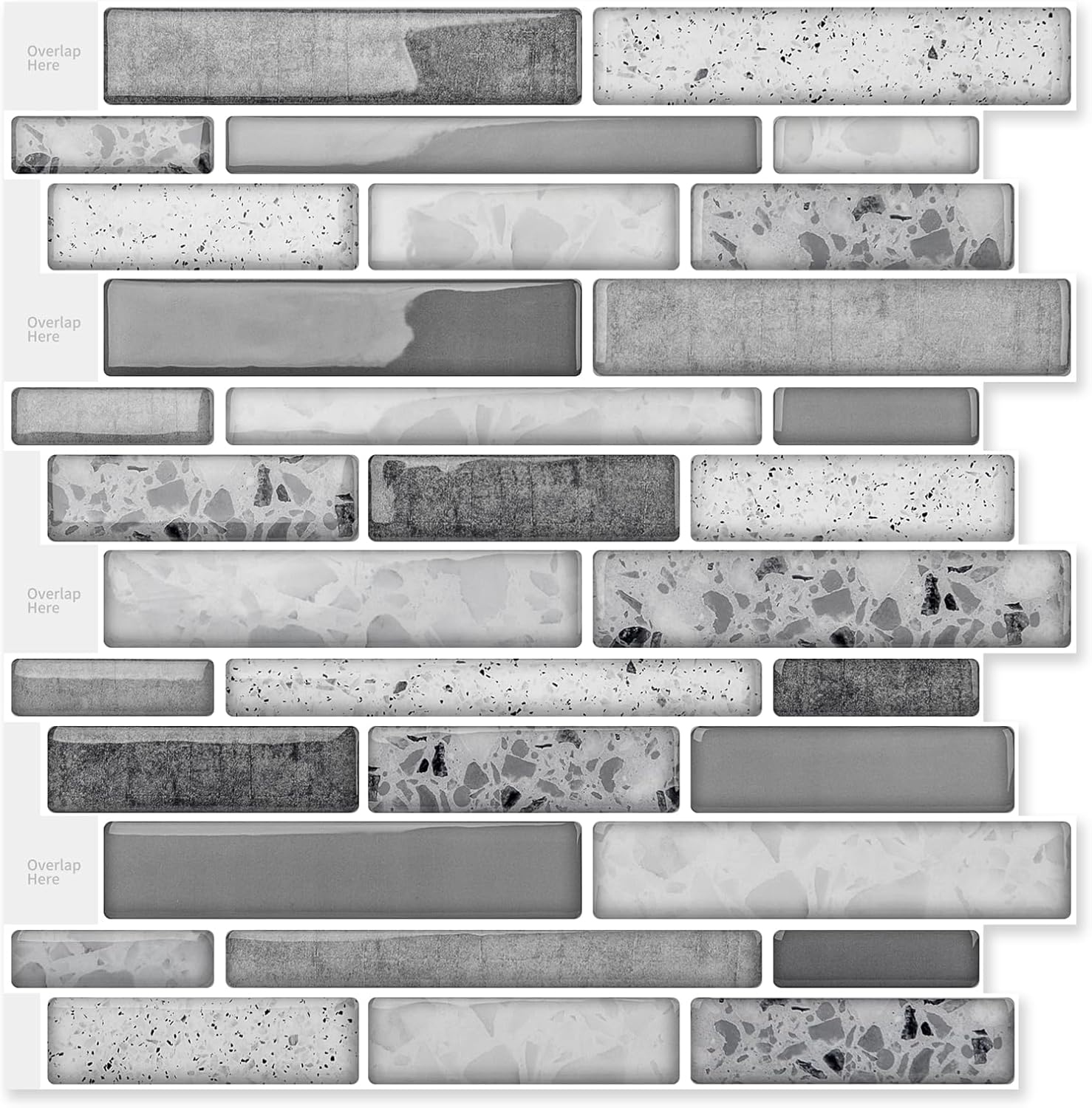 Hanynest Peel and Stick Kitchen Backsplash Tiles 10-Sheet, Self Adhesive Wall Tiles, White Marble Design, 12"x12"