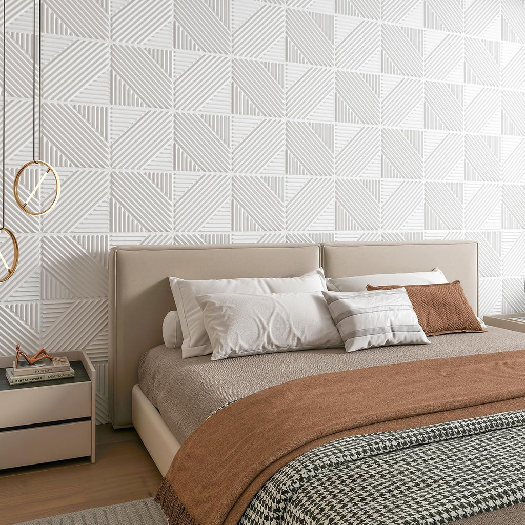 Hanynest 3D Textured Wall Panels 33-Pack, Accent Wall Paneling for Living Room Bedroom TV Background, 12"x12", White