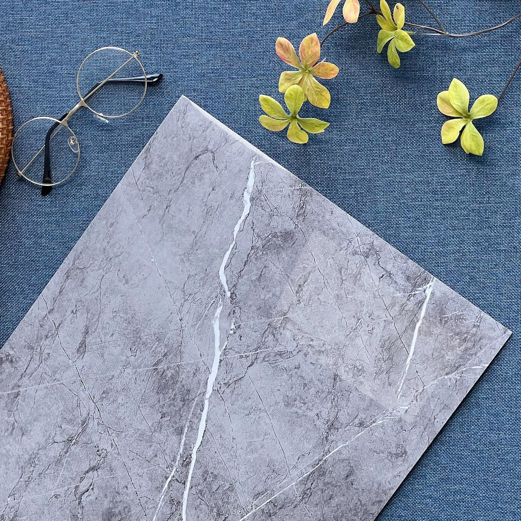 Hanynest Peel and Stick Wall Panels 10-Pack, Marble Look Backsplash Tile, Lightweight for Kitchen Bathroom Living Room Bedroom, Gray, 23.6x11.8in