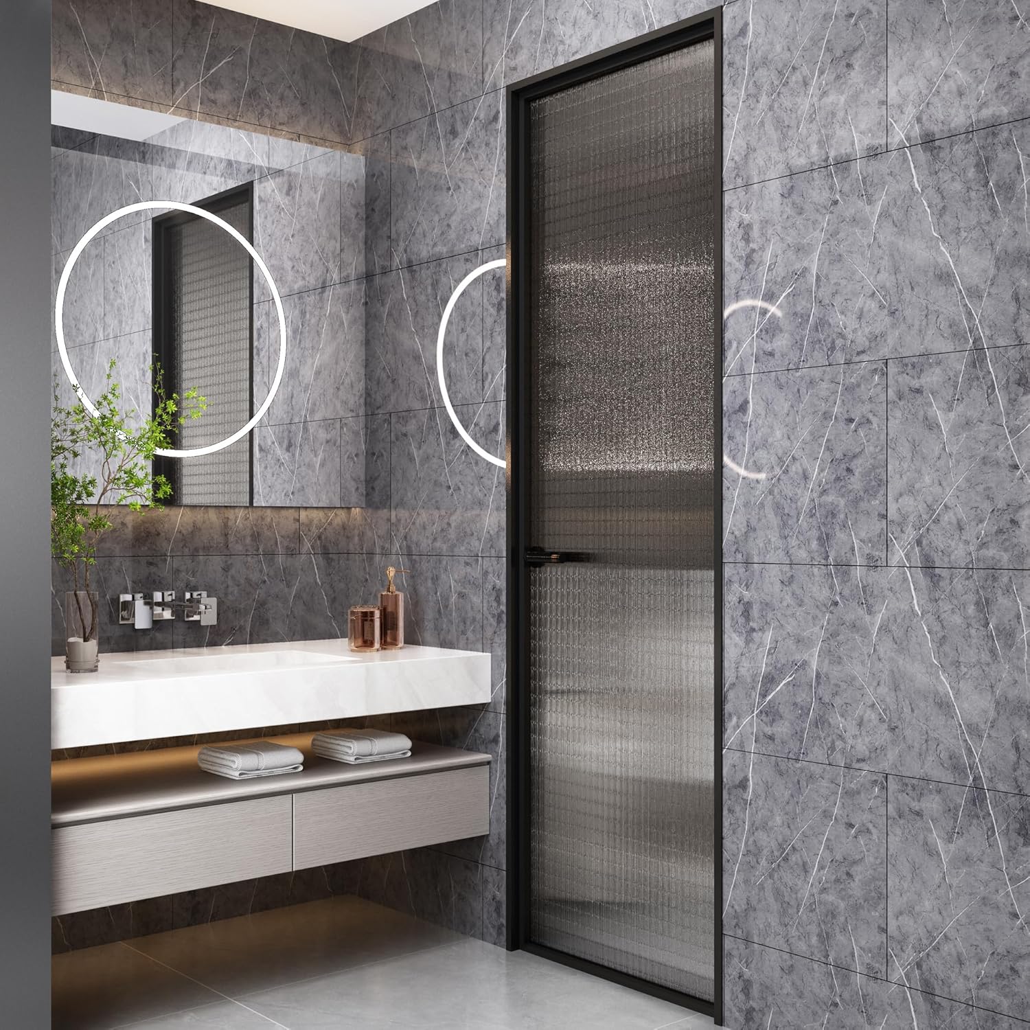 Hanynest Peel and Stick Wall Panels 10-Pack, Marble Look Backsplash Tile, Lightweight for Kitchen Bathroom Living Room Bedroom, Gray, 23.6x11.8in
